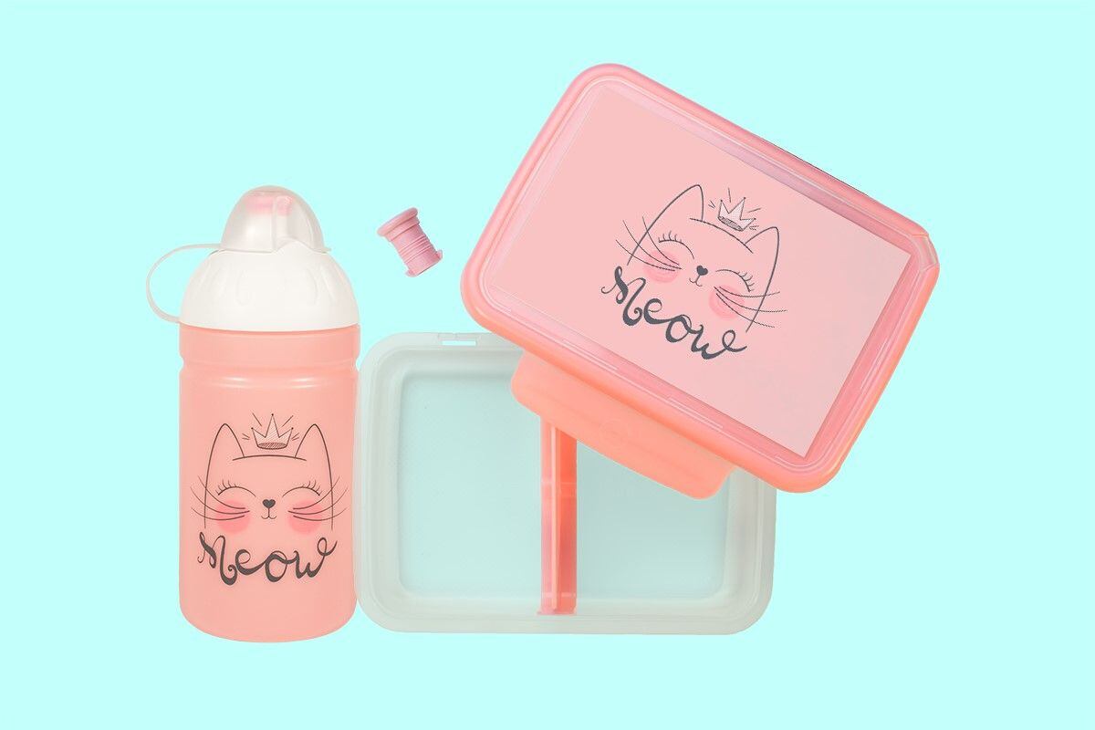 ZDRAVÁ LAHEV® SET ZDRAVÁ LAHEV A ZDRAVÁ SVÁČA svačinový box a lahev 0,5l Mňau