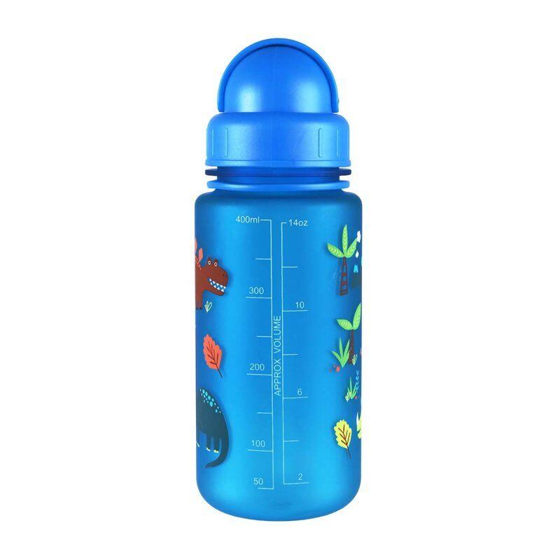 LittleLife Dětská lahev s brčkem Modrá (dinosauři)