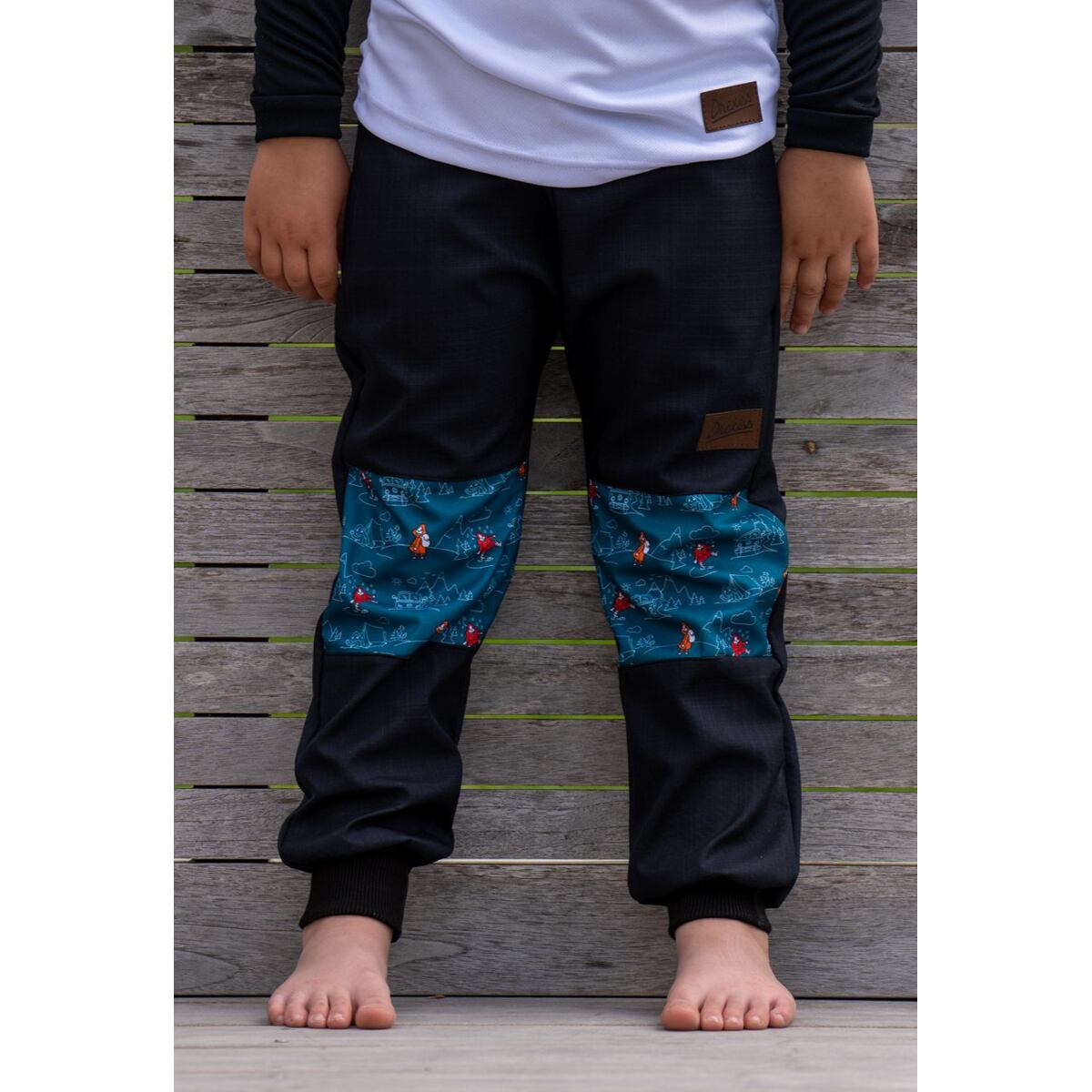 Promaledobrodruhy Dětské softshellové kalhoty s fleecem black/petrol