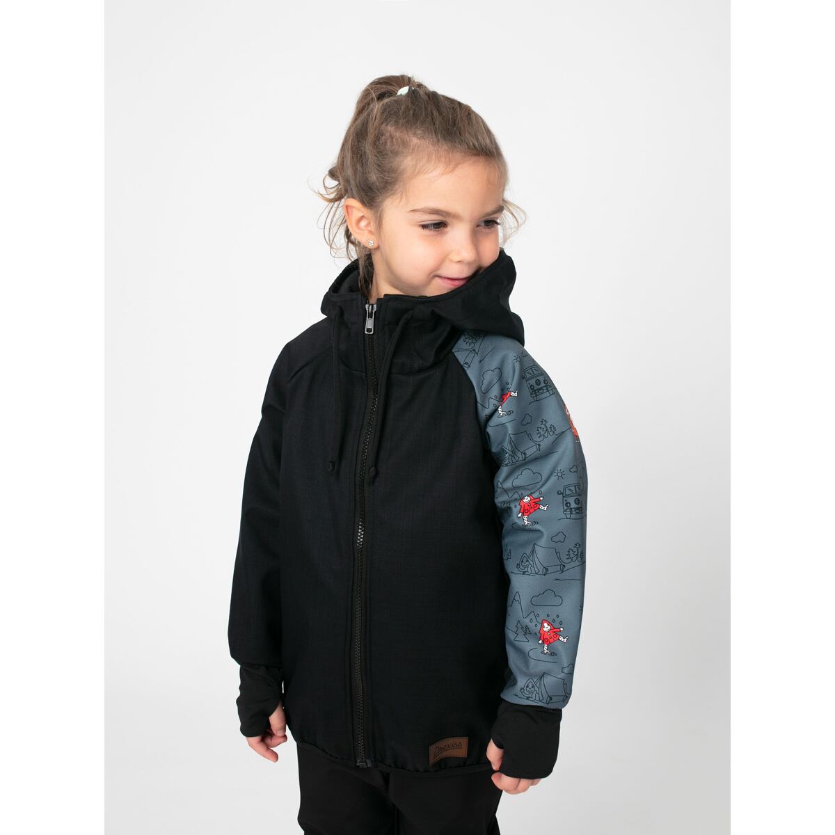 Promaledobrodruhy Dětská softshellová bunda bez zateplení black/grey