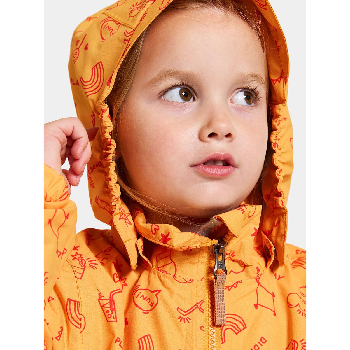 Didriksons Dětská nepromokavá bunda Norma doodle papaya orange - ROSTOUCÍ