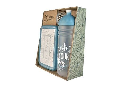 ZDRAVÁ LAHEV® SET ZDRAVÁ LAHEV A ZDRAVÁ SVÁČA svačinový box a lahev 0,7l Fresh šedomodrá