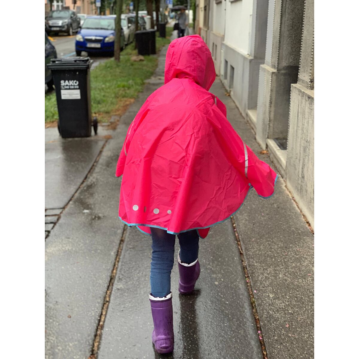 Playshoes Dětská pláštěnka neonově růžová - pončo