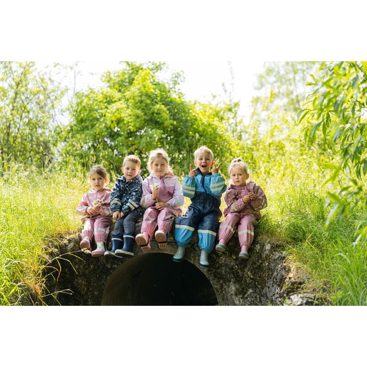 Playshoes Dětské kalhoty do deště s fleecem zelené