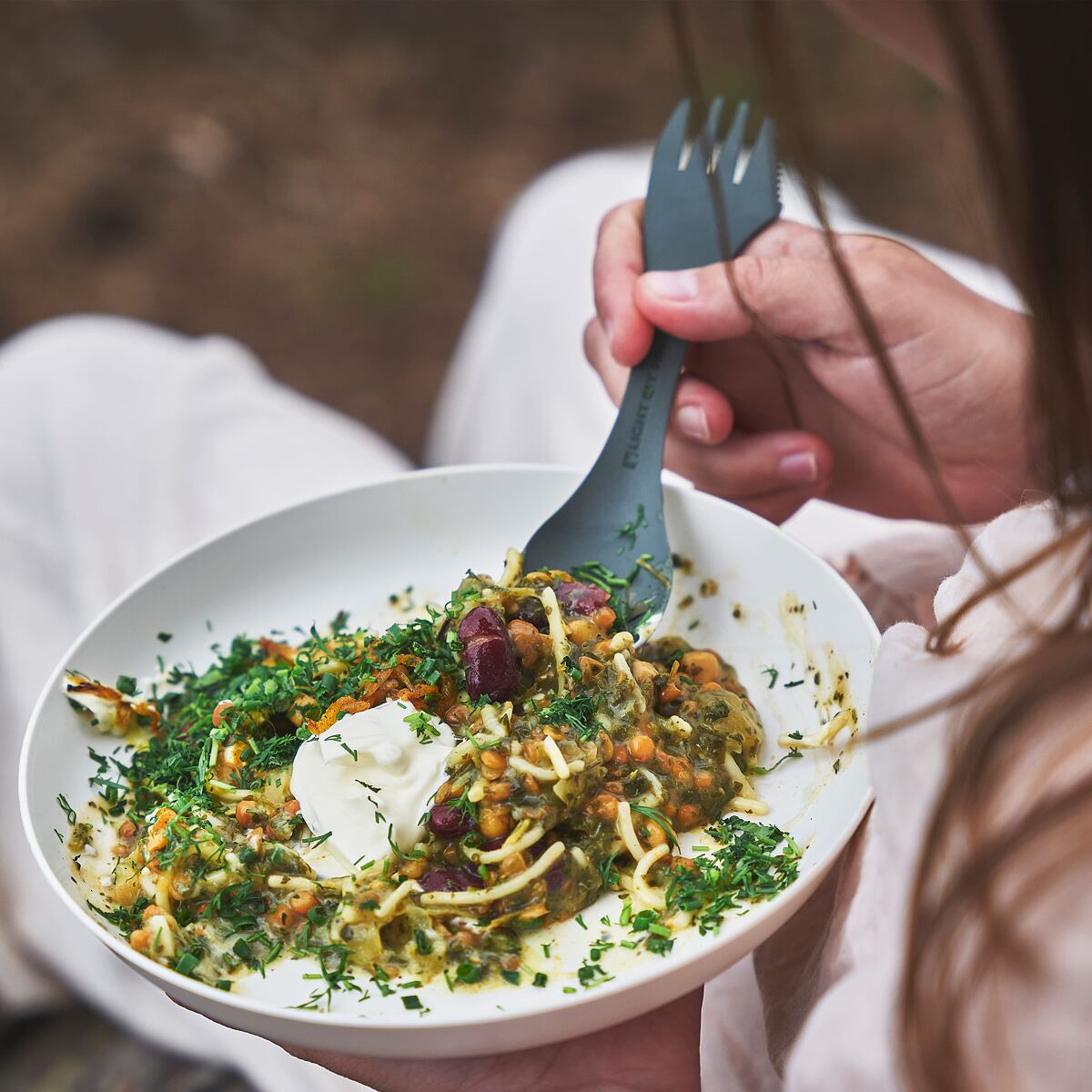 Light my fire Velký cestovní příbor Swedish Spork medium 2-pack mustyyellow/hazyblue