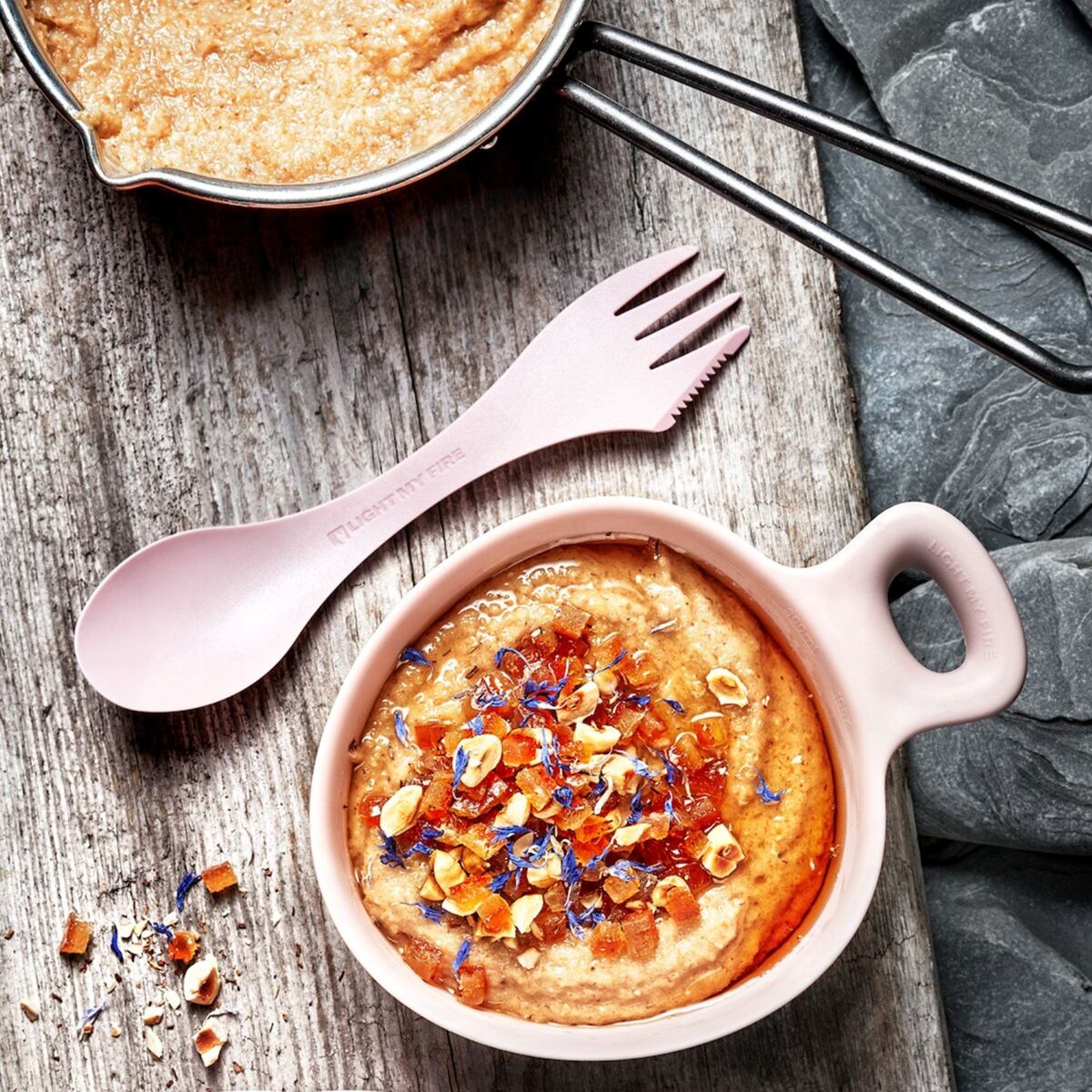 Light my fire Cestovní příbor pro leváky Spork lefty 2-pack sandygreen/dustypink