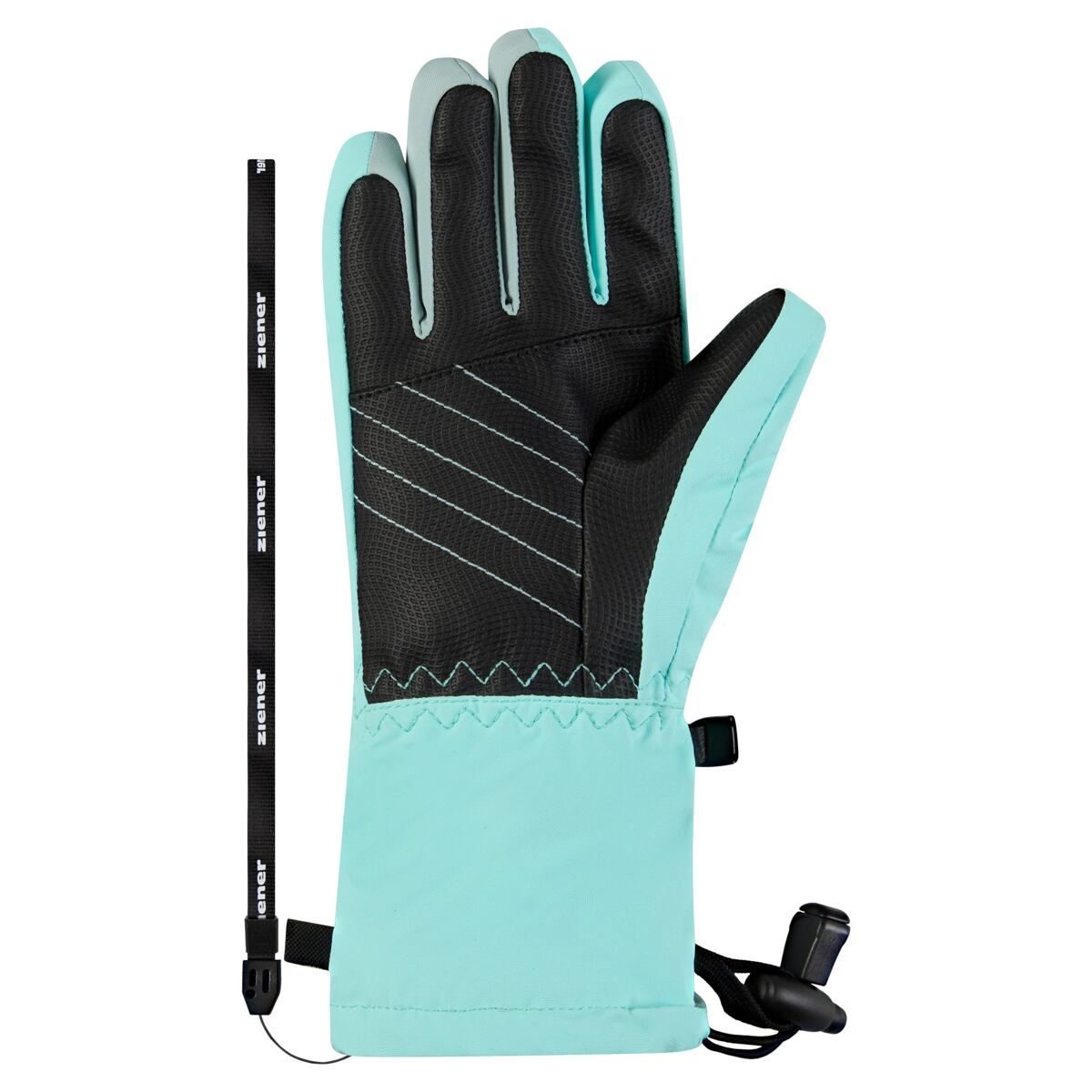 Ziener Dětské zimní rukavice Laval AS AW Jr radiant lagoon - prstové s poutkem