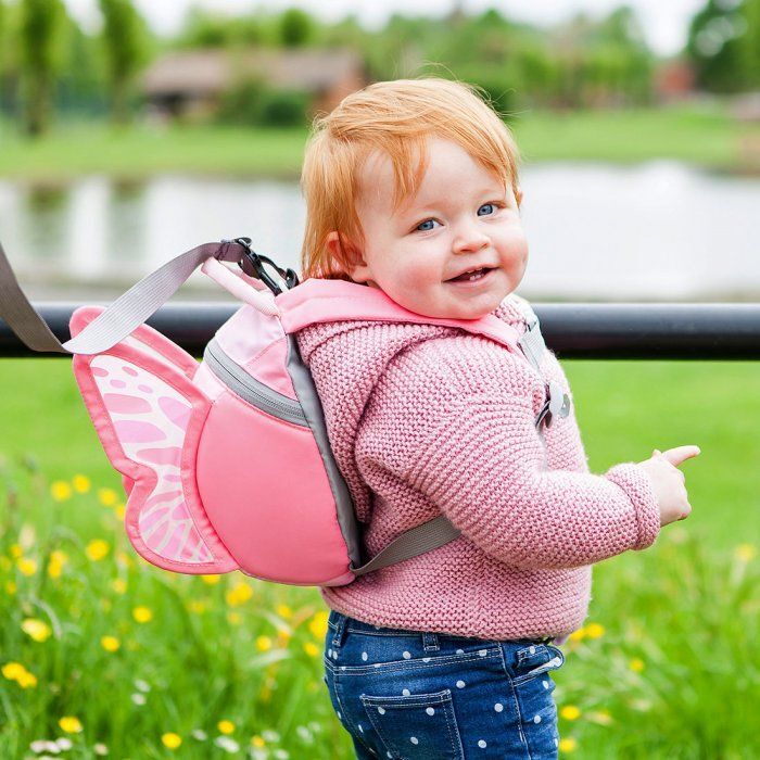 LittleLife Dětský batoh s bezpečnostním vodítkem Motýl 2 l