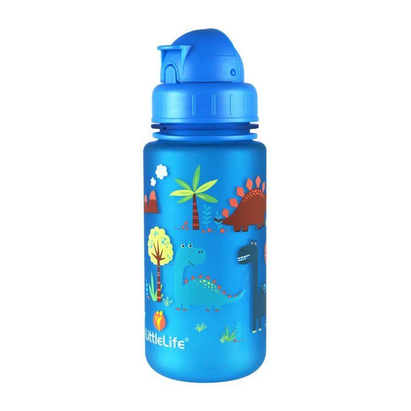 LittleLife Dětská lahev s brčkem Modrá (dinosauři)