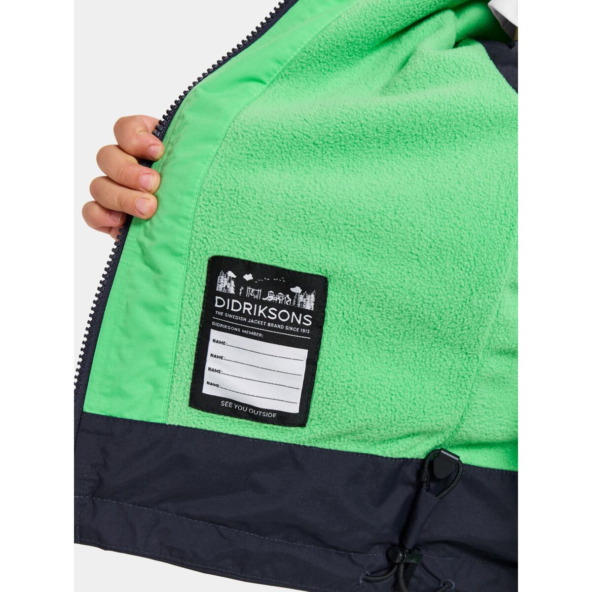 Didriksons Dětská nepromokavá bunda s fleecem Enso frog green - ROSTOUCÍ