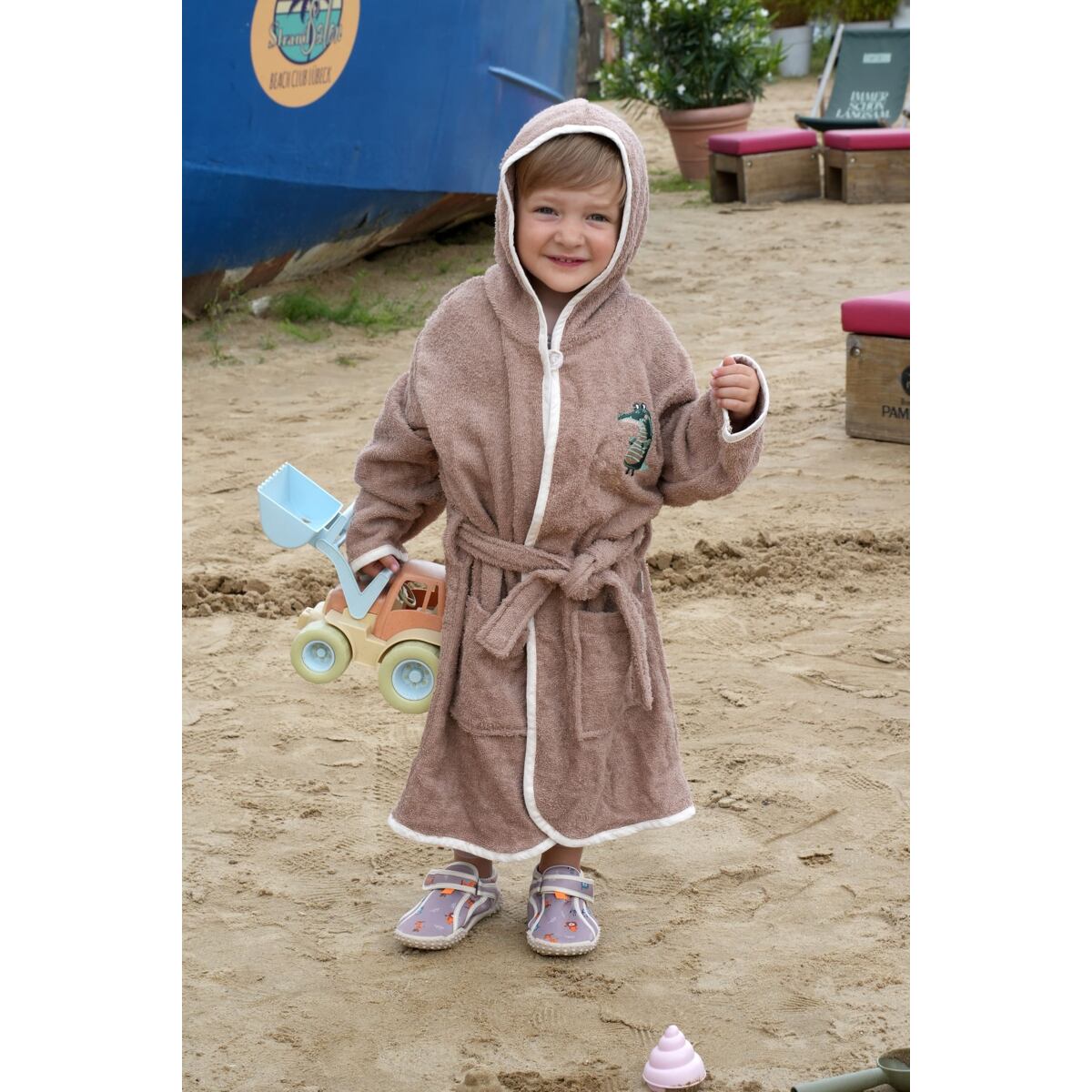 Playshoes Dětský župan Wild Animals brown - froté