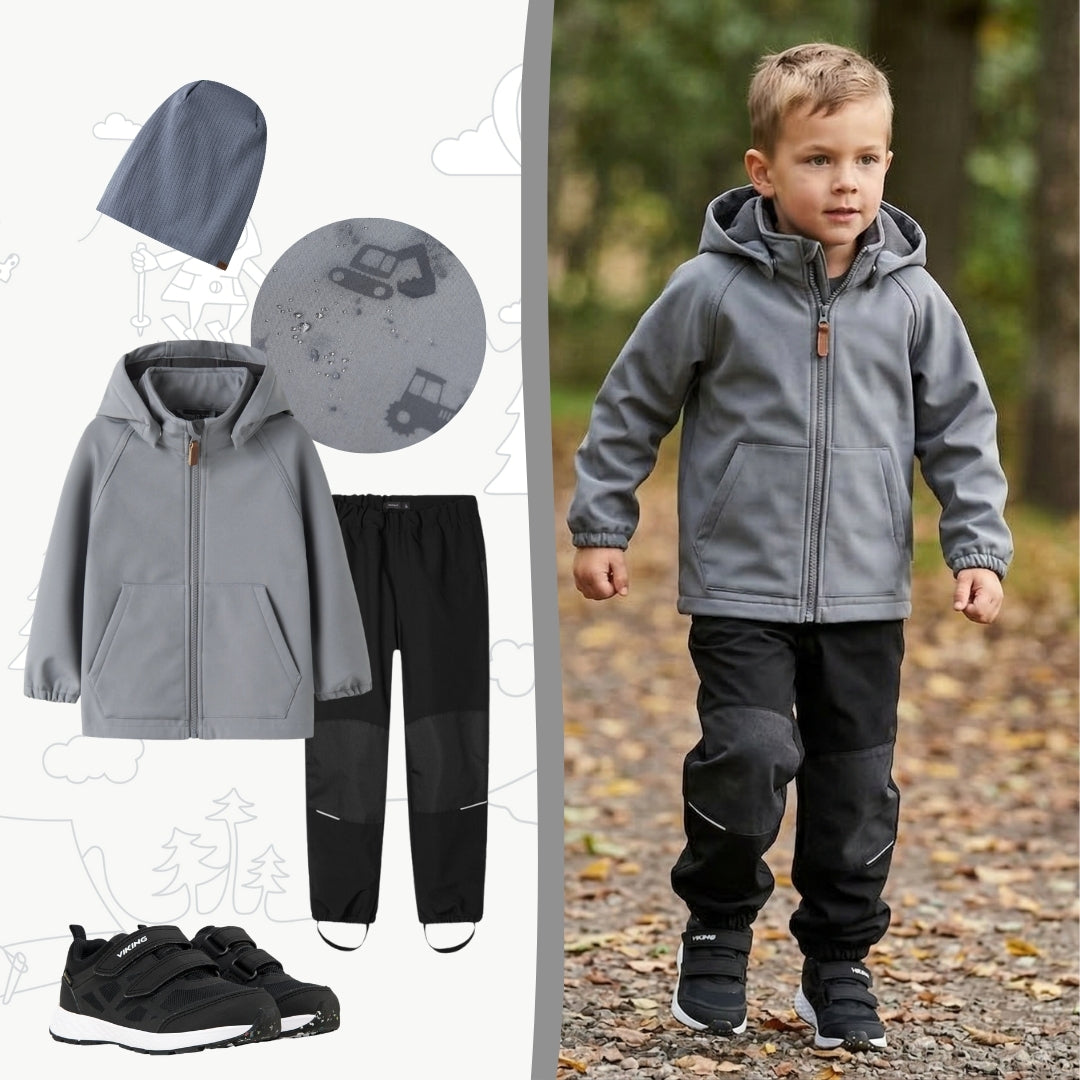 Dětský softshellový outfit Name It s magickým efektem - šedý